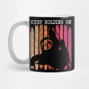 Sloth - Keep Holding On Pun Retro Style Mug
